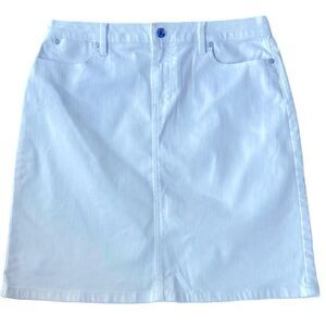 Talbots Women’s White  Coastal Cowgirl Summer Denim A Line Mini Skirt Sz 10P